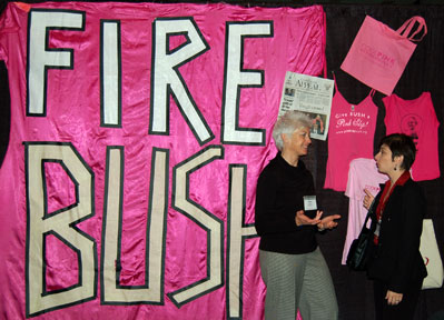 Janice and Stevi at the Code Pink booth